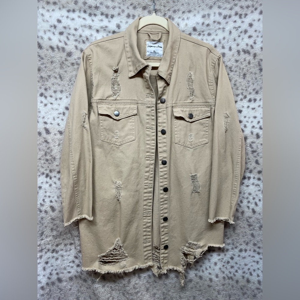 HIGHWAY JEANS DISTRESSED DENIM SHACKET